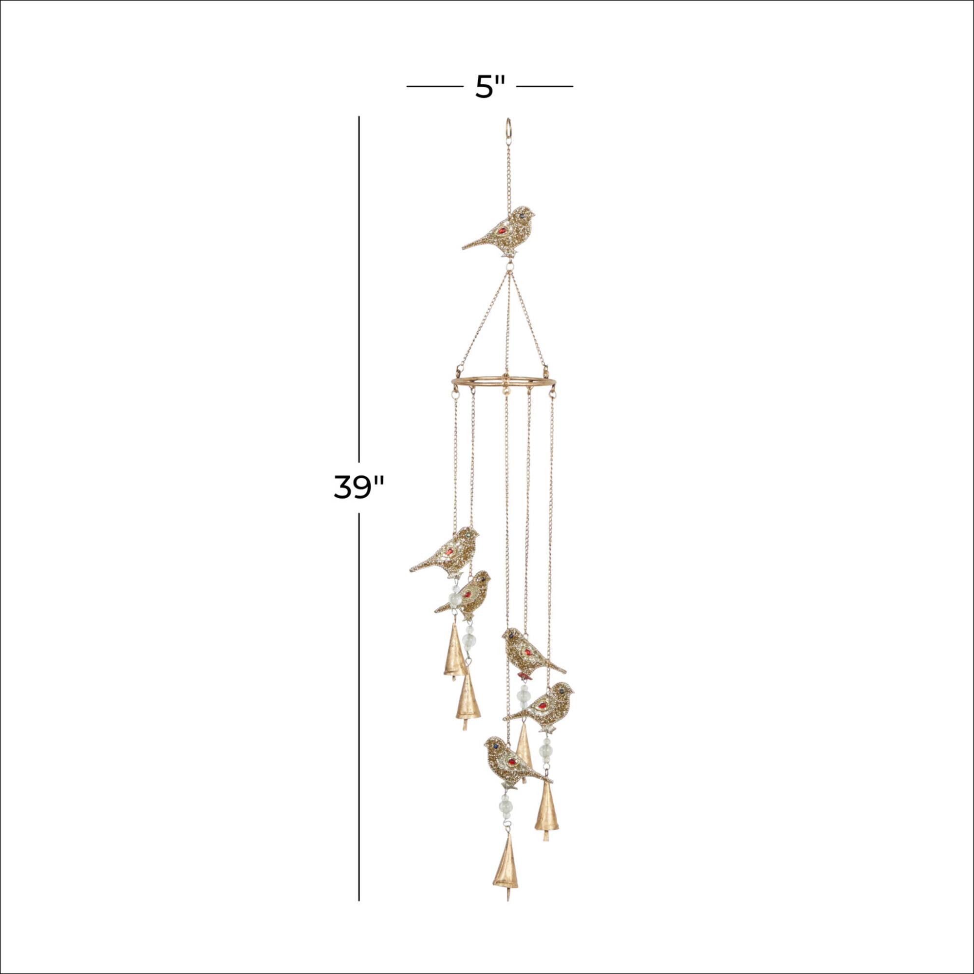39" Gold Bird Metal Eclectic Windchime